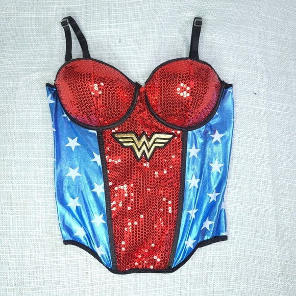 DC Wonder Woman Corset Bustier With Skirt & Accessories Halloween Cosplay Adult - Picture 2 of 16